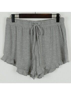 Weekend Soul Women's Small Gray Knit Ruffled Pajama Shorts